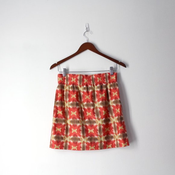 J Crew skirt with pockets Sz 0 cotton POPPI Abstract Print - Picture 3 of 9